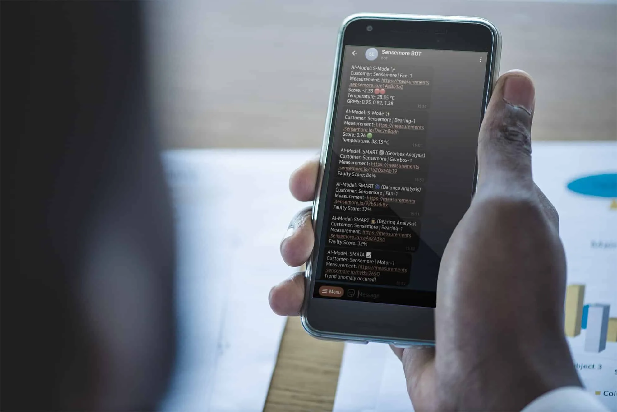 The bot's notifications arriving in a Telegram chat