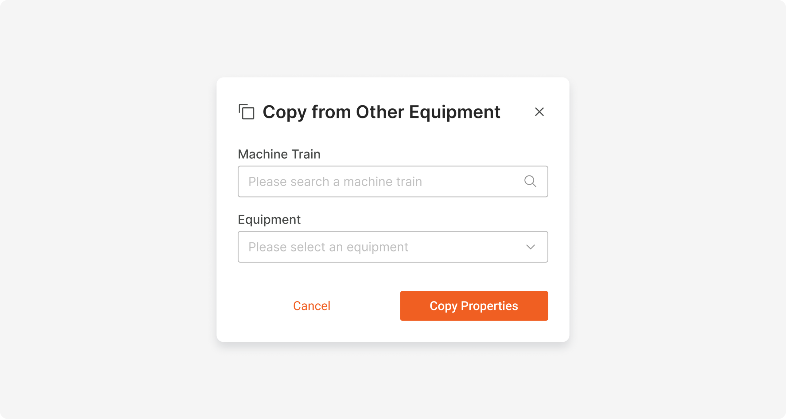 Copy Properties from Other Equipment